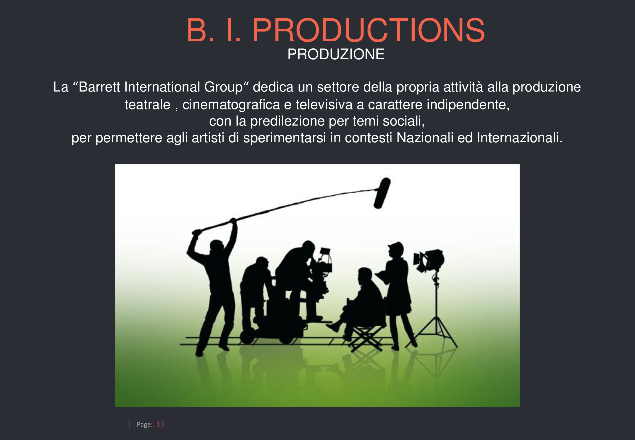 Barrett International Group - Produzioni